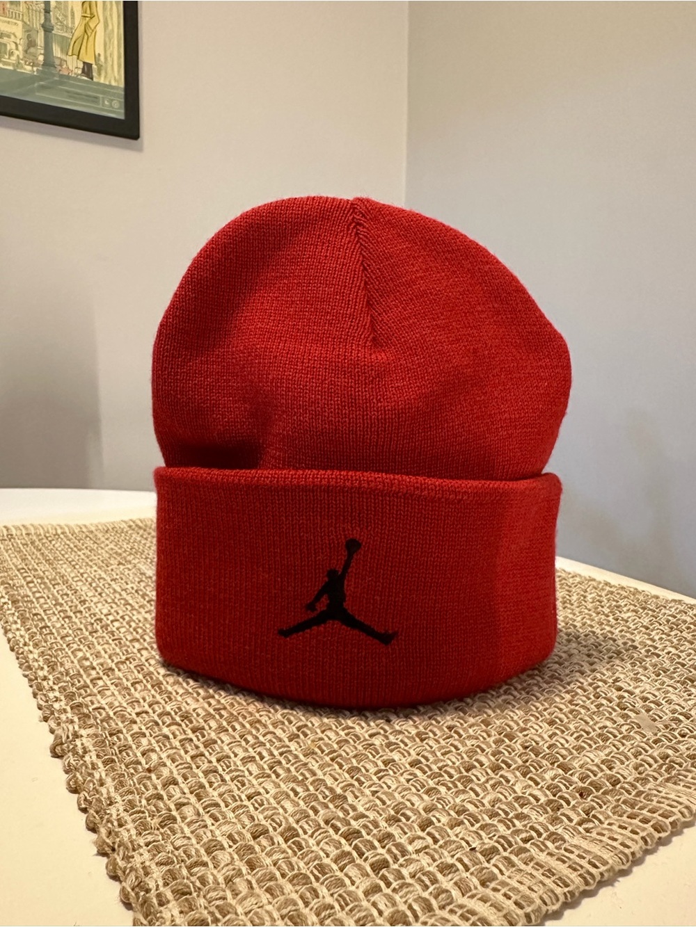 Jordan Beanie Hat with Metal Jumpman Logo Gym Red Mens Unisex